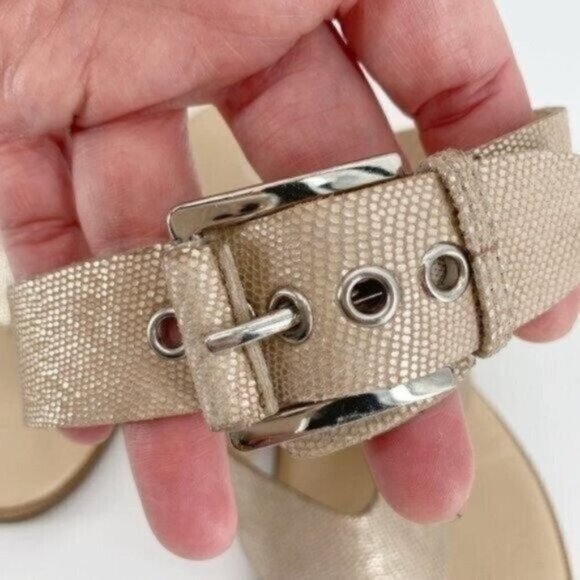 Donald J. Pliner Leather Lola 2 Snakeskin Shimmer Ankle Strap Thong 6 Sandals - Picture 5 of 8